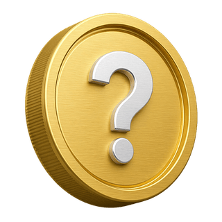 3D-Goldmünze mit Fragezeichen als Dekoration auf der FAQ-Seite
